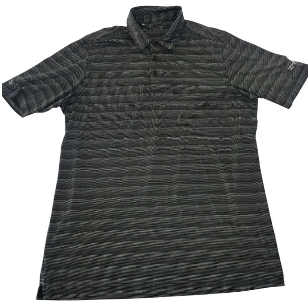 Under Armour Polo Shirt Mens Medium Gray Stripedโ Twin Oaks Golf Preppy